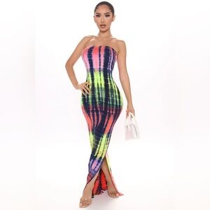 Fashion Nova Tie Dye Tube Maxi Dress